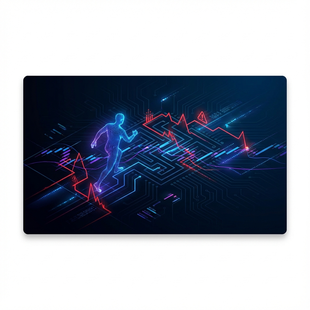 Abstract illustration of a trader navigating pitfalls on a chart